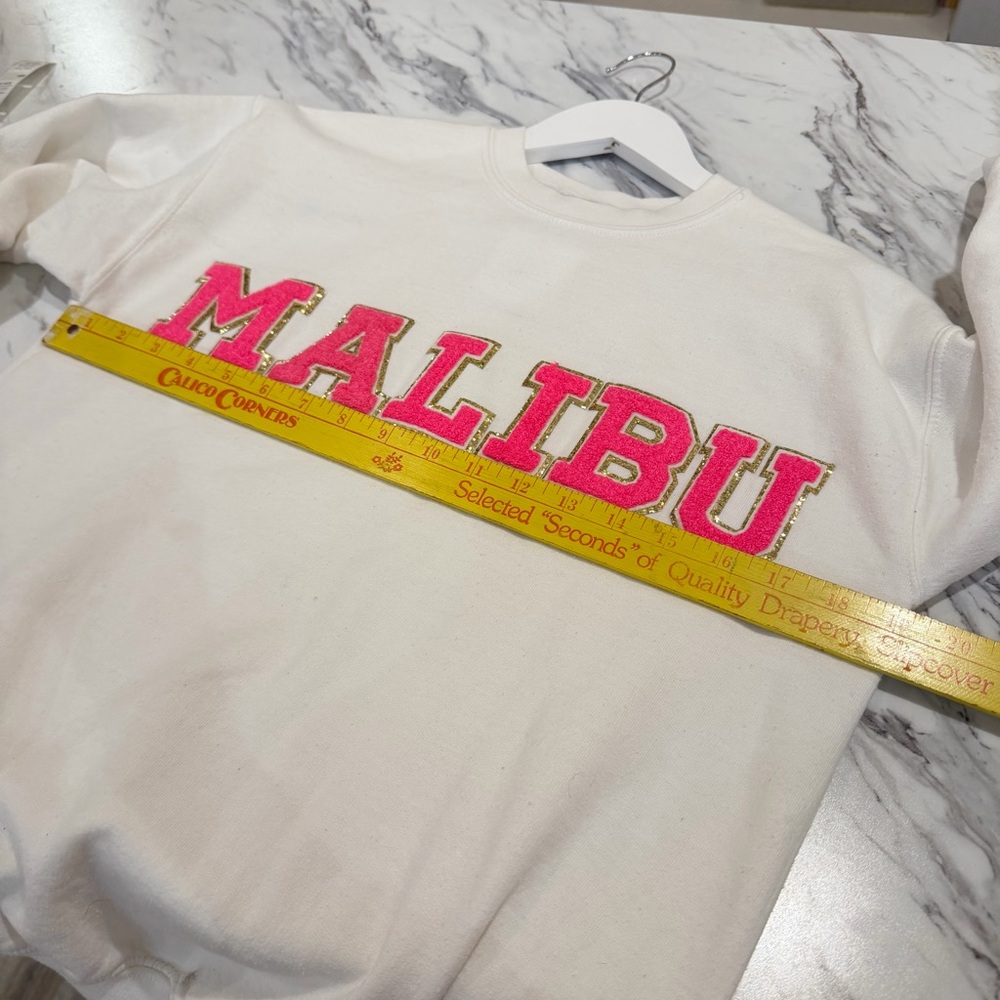 White Sweatshirt PINK GOLD MALIBU M - Picture 7 of 8